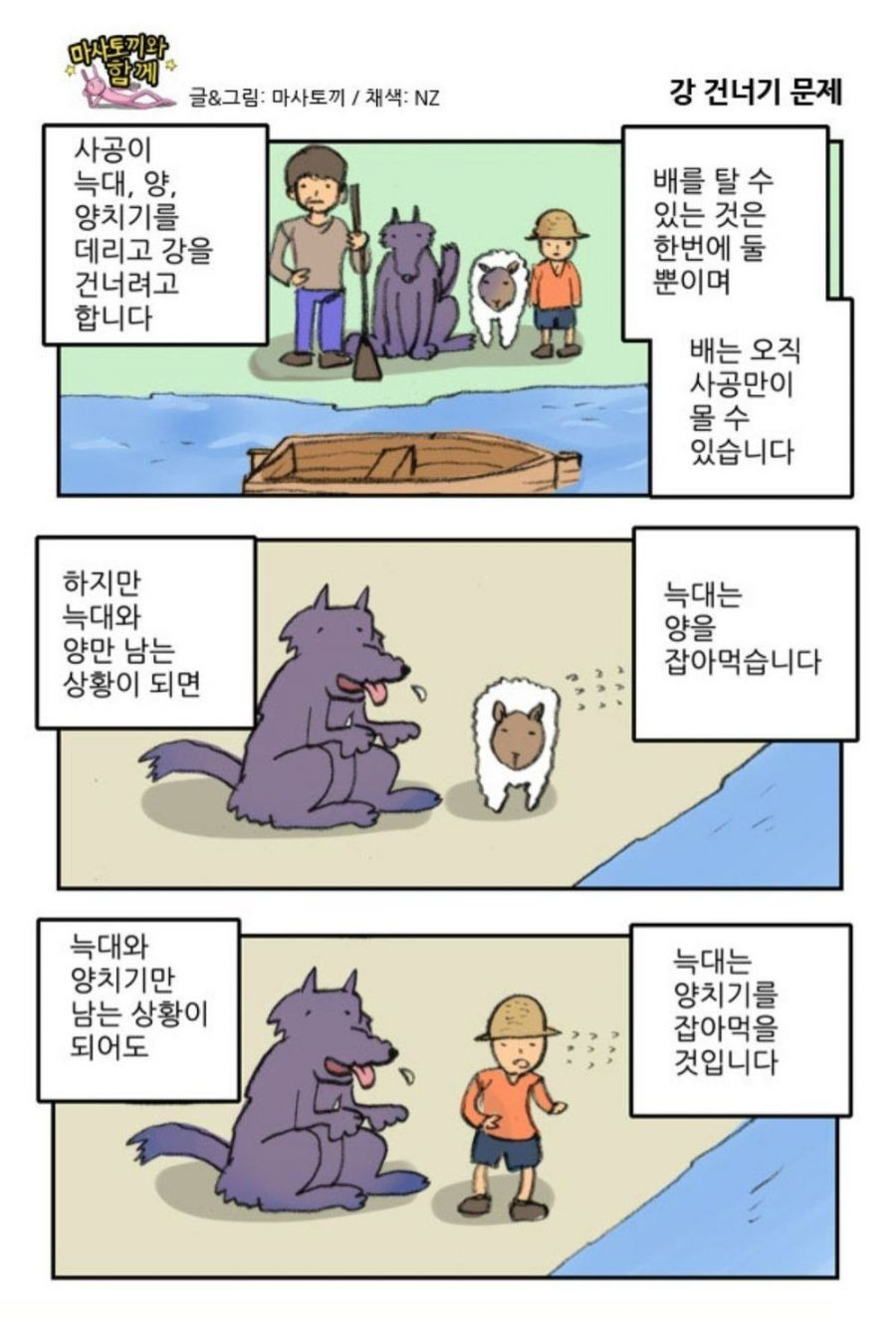 강 건너기 문제 만화