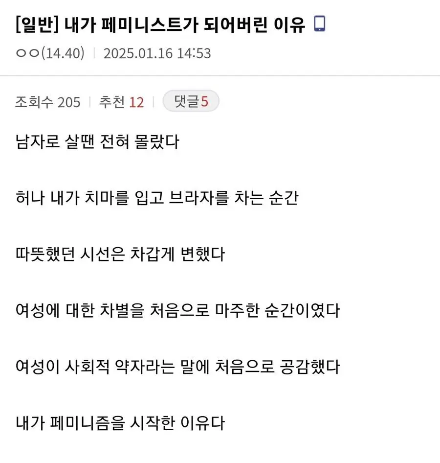 내가 페미니스트가 되어버린 이유