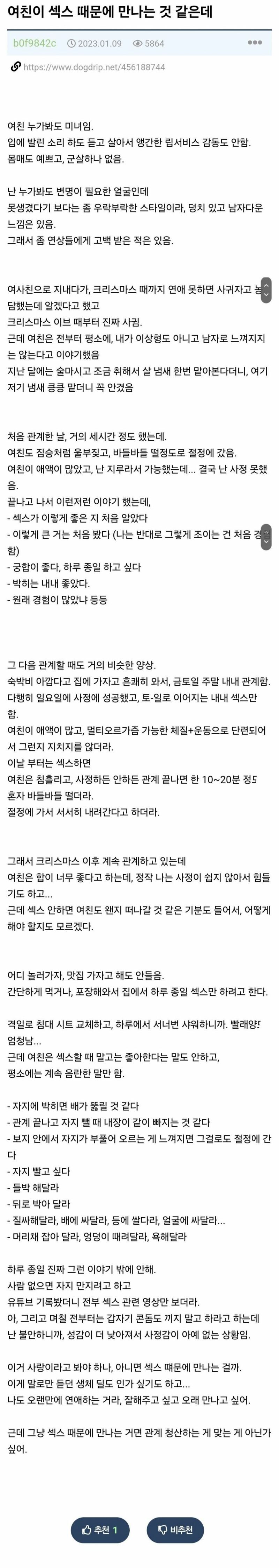 여친이 나 ㅅㅅ하려고 만나는 것 같은데