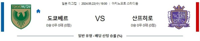 일본 J리그분석 5월22일 19:00 도쿄베르디 vs 히로시마 분석