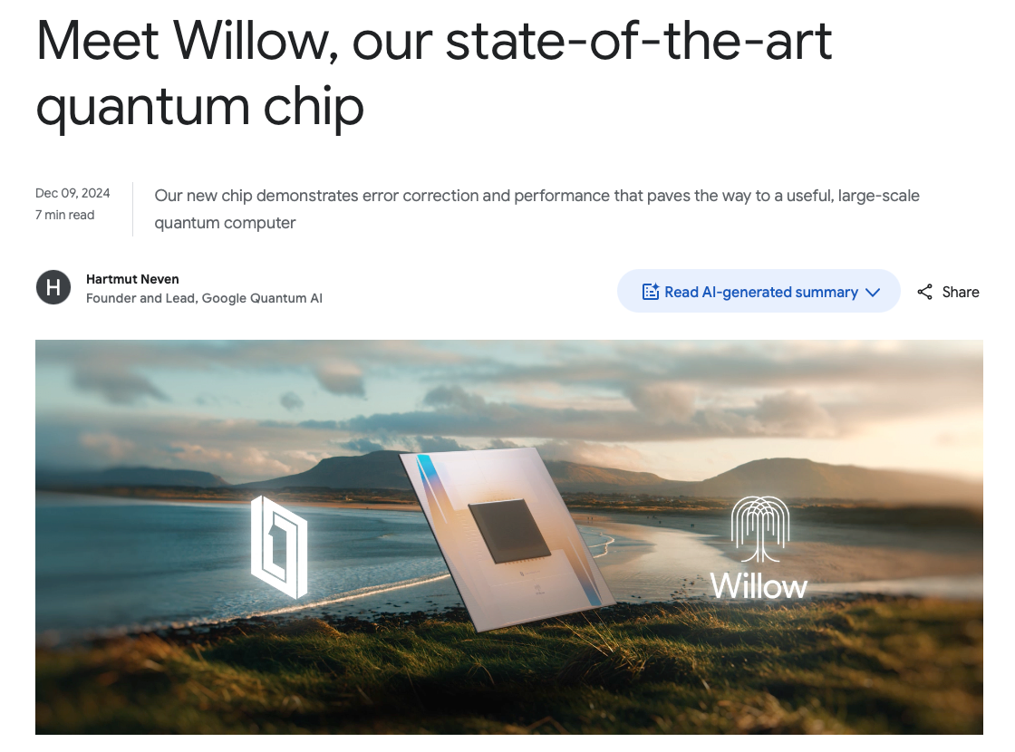 구글, 양자컴퓨터 Willow 공개