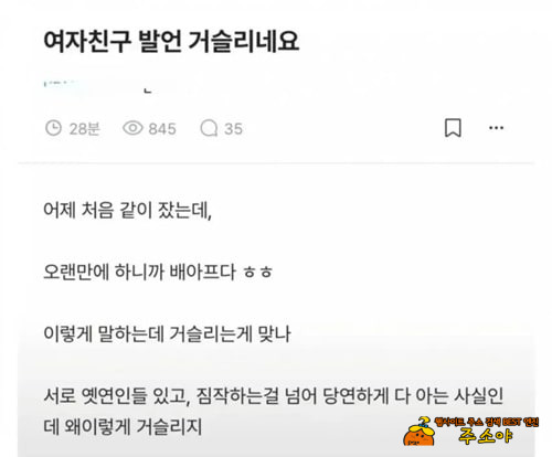 여자친구의 발언이 거슬림