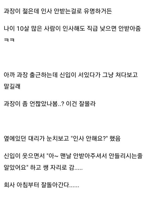 신입 당돌하다