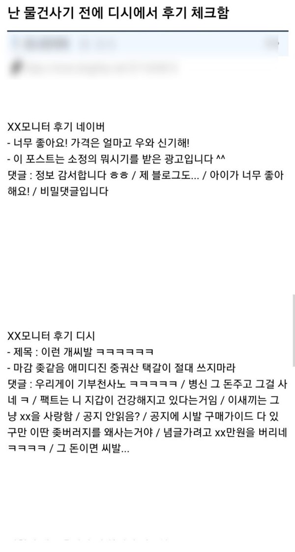 물건 사기전 디시에서 후기 꼭 체크하는게 필수